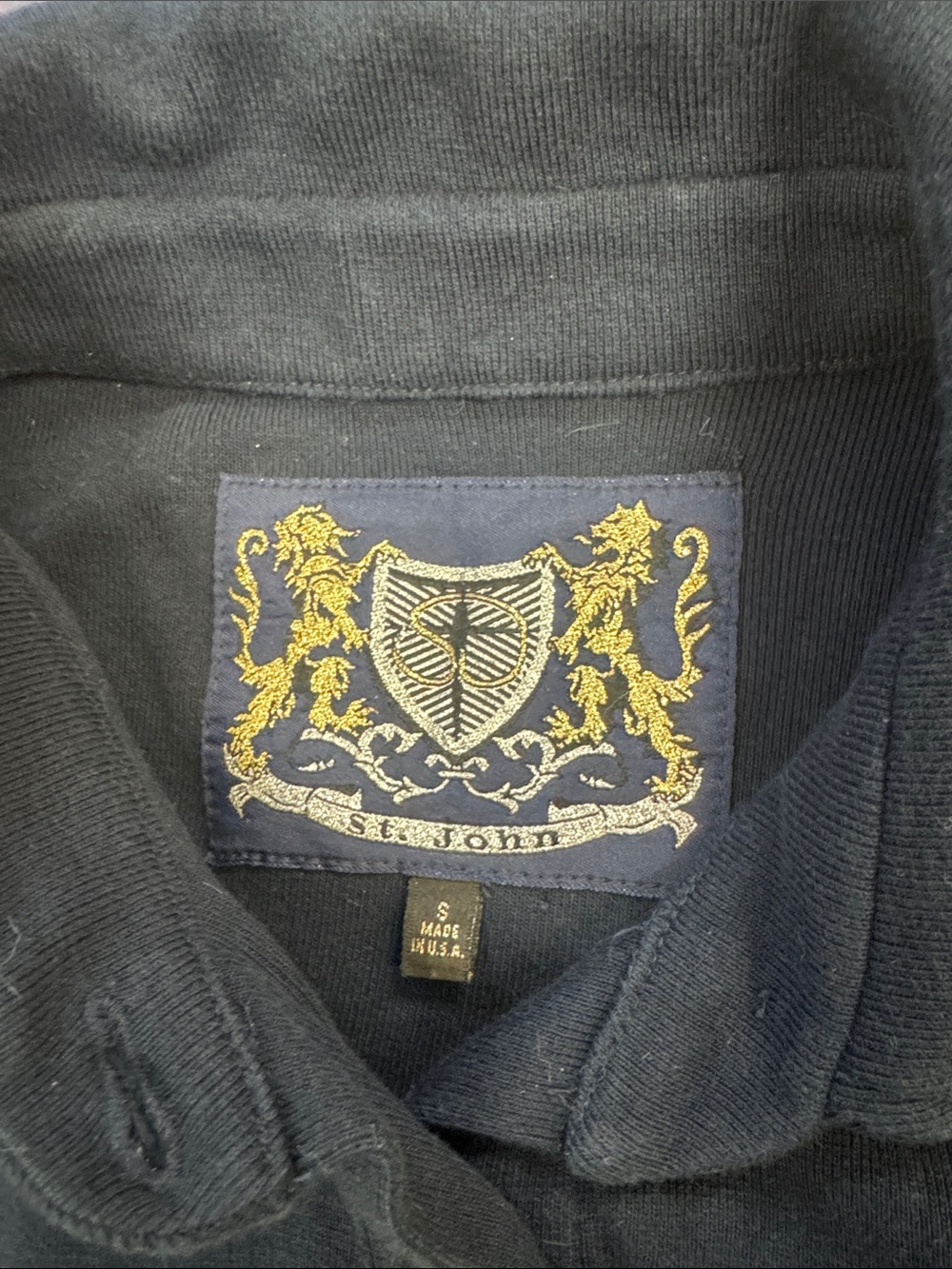 St. John Navy Polo with Gold Crest Embroidery - Picture 2 of 4